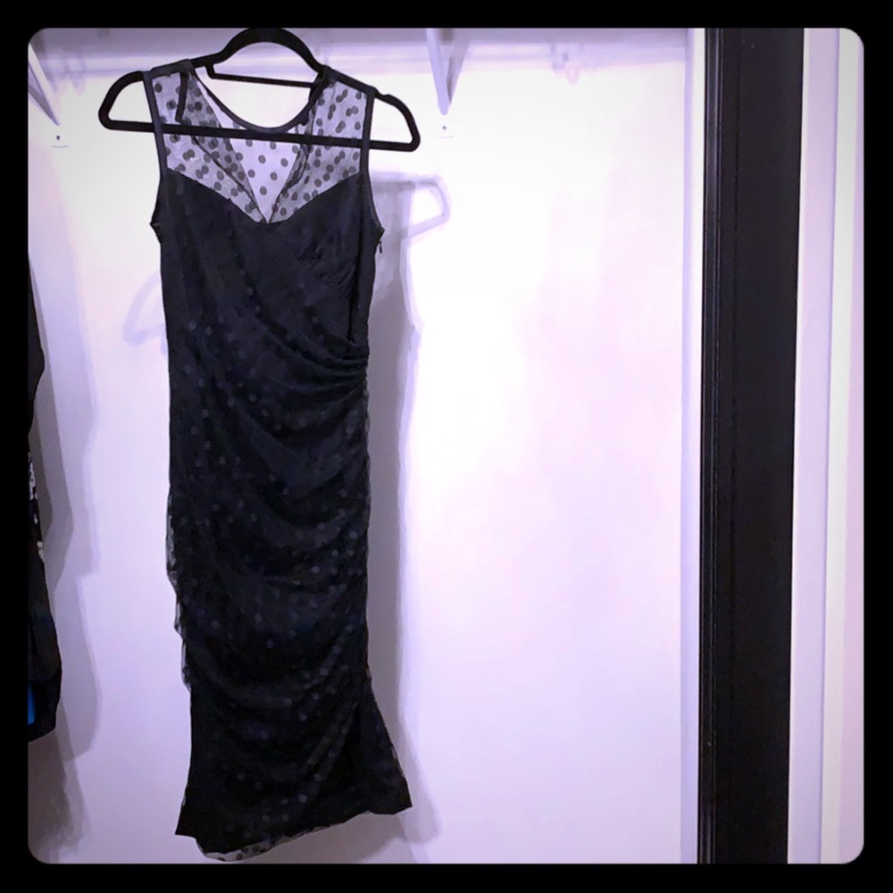 Shoshanna LBD with polka dot lace overlay